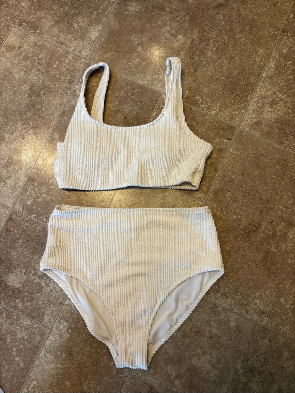 Old Navy Cream Textured Bandeau Bikini Set